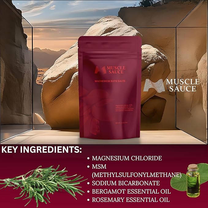Magnesium Bath Salt - Muscle Soak - Absorbs Faster Than Epsom Salt Bath Soak for Pain - Magnesium Recovery Soak for Athletes - Concentrated Magnesium, MSM, and Essential Oils (Rosemary and Bergamot)