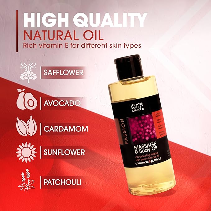 LOVE PLAY Massage Oil - Premium Massage and Body Oil for Massage Therapy - Vitamin E Infused - Essential Oil Blended 6.76 Fl Oz