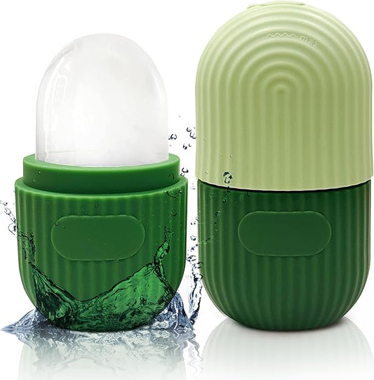 Luxury Cooling Ice Face Roller - Silicone Ice Mold for Face, Eyes, and Neck (Green)