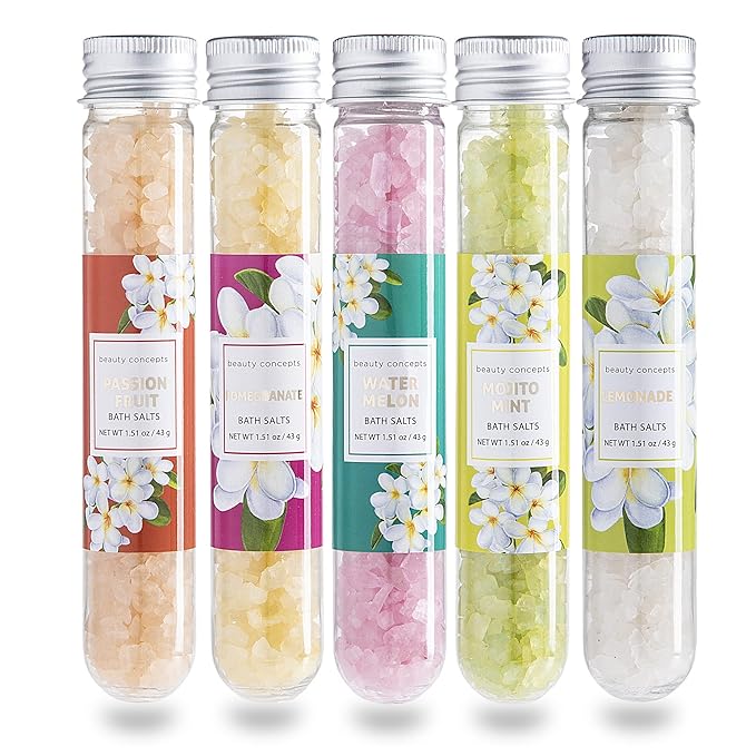 B.C. Beauty Concepts Aromatherapy Bath Salts- Epsom Salts for Soaking, Relaxing Bath Spa Set, Scented in Vanilla Almond, Shea Butter, Sweet Mint, Honey Rose, and Lavender, Tropical