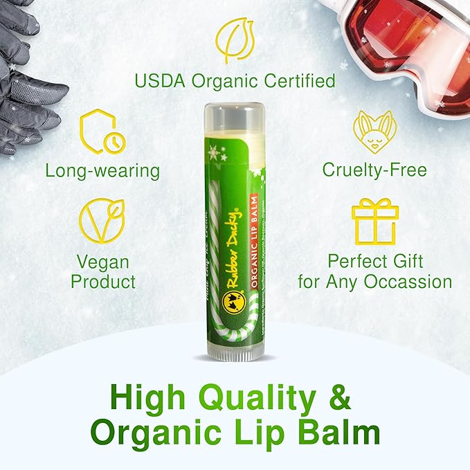 Rubber Ducky Carefree Natural Organic Lip Balm - Instant Hydration & Lip Moisturizer for Very Dry Lips - Vanilla Mint Lip Balm Flavor with Vitamin E - Vegan, Certified Organic Lip Care - 3 Pack