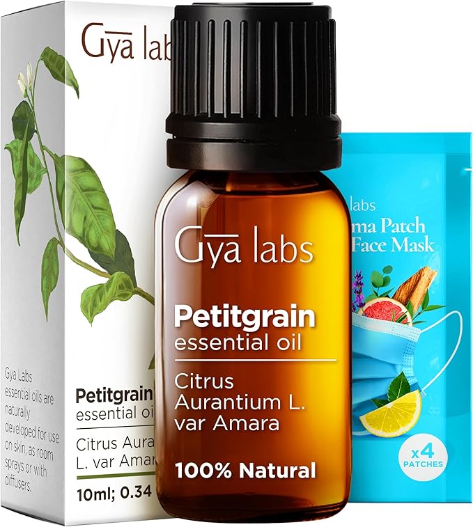 Gya Labs Petitgrain Essential Oil for Skin - 0.34 Fl Oz - 100% Pure Natural Petitgrain Oil for Diffuser, Hair, Aromatherapy, Massage & Candle Making - Woodsy & Floral Scent