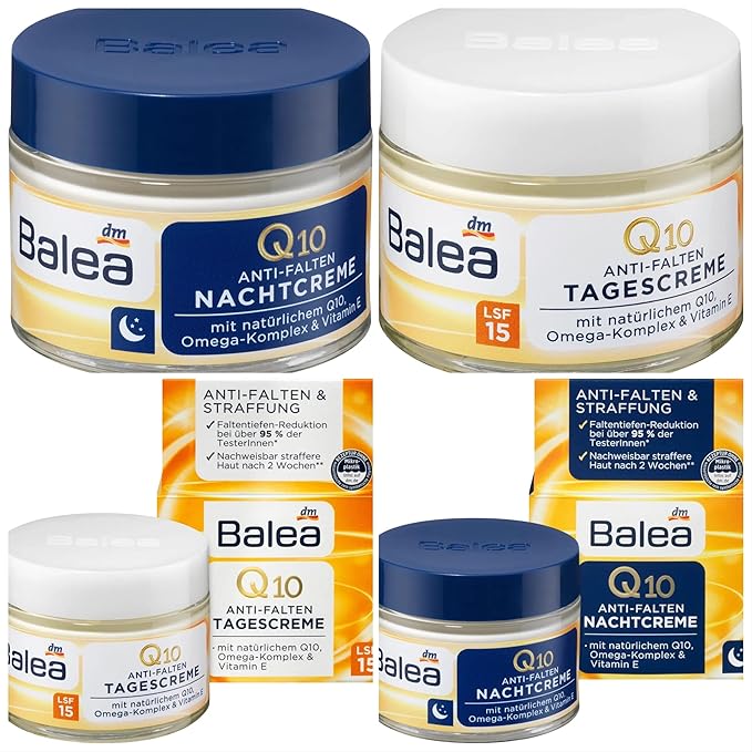Balea Q10 Anti-wrinkle Day Cream+Night Cream VitaminE Cream Reduce wrinkles fine lines SkinCare regeneration cream Vegan