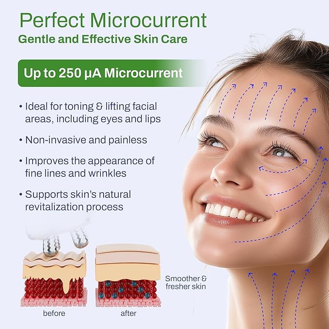 Microcurrent Facial Device, Face Massager Tool, Eye and Neck Massager, Face Roller, Beauty Tools for Relaxing Facial Massage and Skin Care Routine