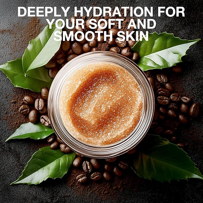 Coffee Sugar Scrub, Coffee Body Scrub, Exfoliating Body Scrub for Body Smooth and Moisturized Skin, Natural Gifts for Women, 9.52oz