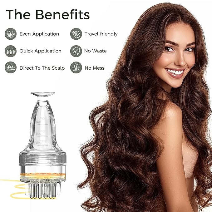 Scalp Applicator, One-Minute Direct-to-Scalp Precision, Minoxidil Applicator for Hair Growth, Hair Serum Applicator, Minoxidil Scalp Applicator Comb Tool Bottle, Ideal for Thin Scalp Treatments