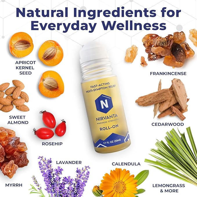 Natural Nerve Comfort Roll-On Oil 1.7oz – Fast-Absorbing with Rosehip, Frankincense and Myrrh - Soothing Support for Neck, Back & Joints – Lightweight and Non-Greasy