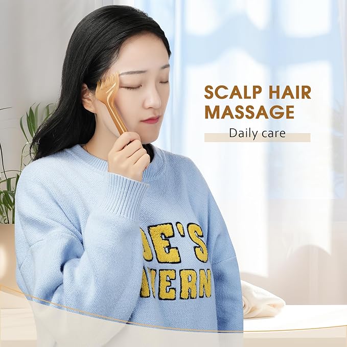 MoyRetty 2 Pack Manual Scalp Massagers, Perfect Scalp Massage Comb for Men & Women Home or Travel Use, Head Spa Gua Sha Tools for Relaxing(Brown)