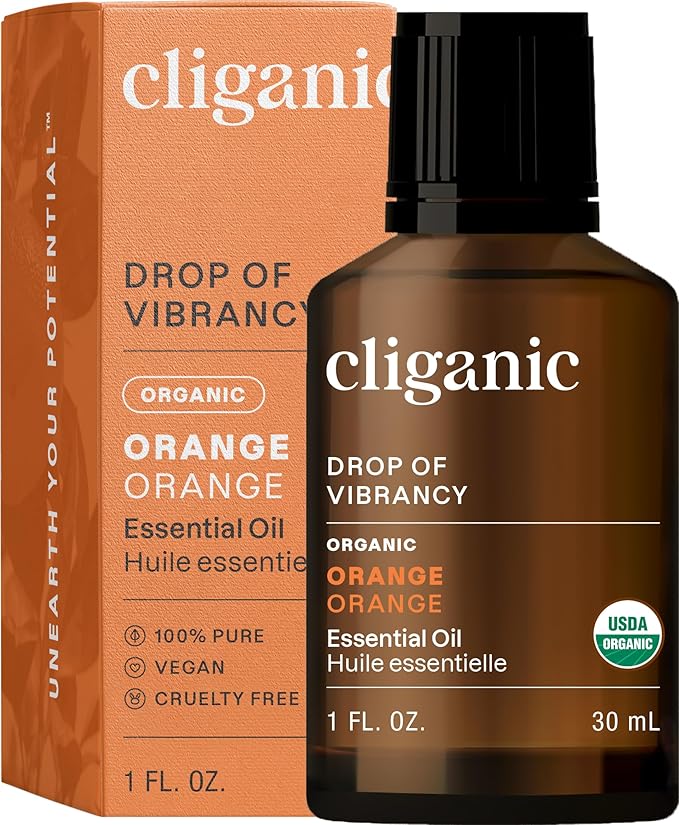 Cliganic Organic Sweet Orange Essential Oil, 1oz - 100% Pure Natural for Aromatherapy Diffuser | Non-GMO Verified