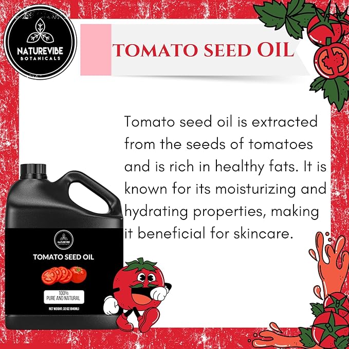Naturevibe Botanicals Tomato Oil 32 Ounces | 100% Pure and Natural | Great for Skin Care and Hair Care