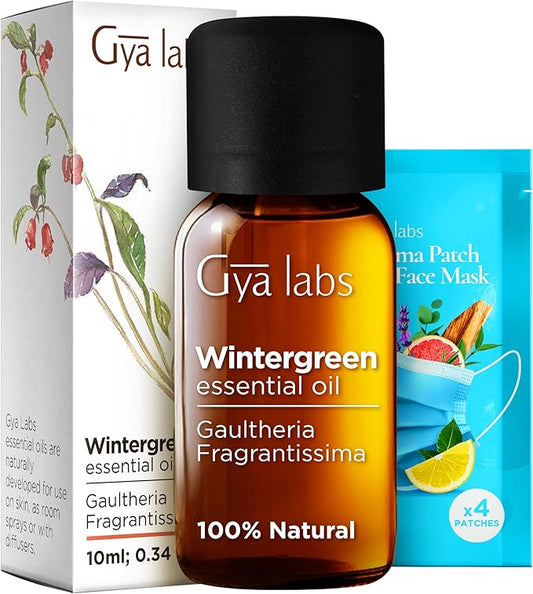 Gya Labs Wintergreen Essential Oil for Diffuser - 0.34 Fl Oz - 100% Pure Natural Wintergreen Oil for Skin, Hair, Candle Making, Massage & Refreshing, Crisp & Woodsy Scent