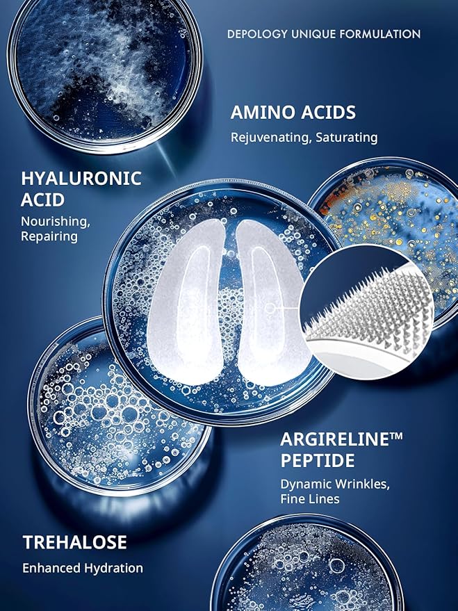 depology Deepcare+ Serum-Infused Micro Dart Patche | 4 Pairs Eye Mask | Under Eye Patches for Wrinkles | Fine Lines | Hydrating Eye Mask with Peptides | Amino Acids | and Synthesized Molecules