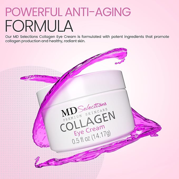 Collagen Eye Cream with Hyaluronic Acid, Under Eye Cream for Puffiness, Under Eye Bags, Hydrating Under Eye Cream, Eye Skin Care, 0.5+0.5 Fl Oz (Pack of 2)