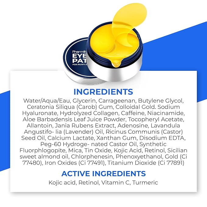 Gold Under Eye Patches For Puffy Eyes And Dark Circles - Overnight eye patches for Anti-Aging with Collagen & Hyaluronic Acid -Under Eyes Mask for Removing Dark Circles, Puffiness & Wrinkles