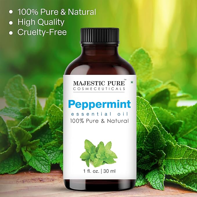 Majestic Pure Peppermint Essential Oil - 100% Pure Peppermint Oil for Aromatherapy, Massage & Topical Uses, Perfect for Diffuser & Essential Oil Diffuser - 1 Fl OZ
