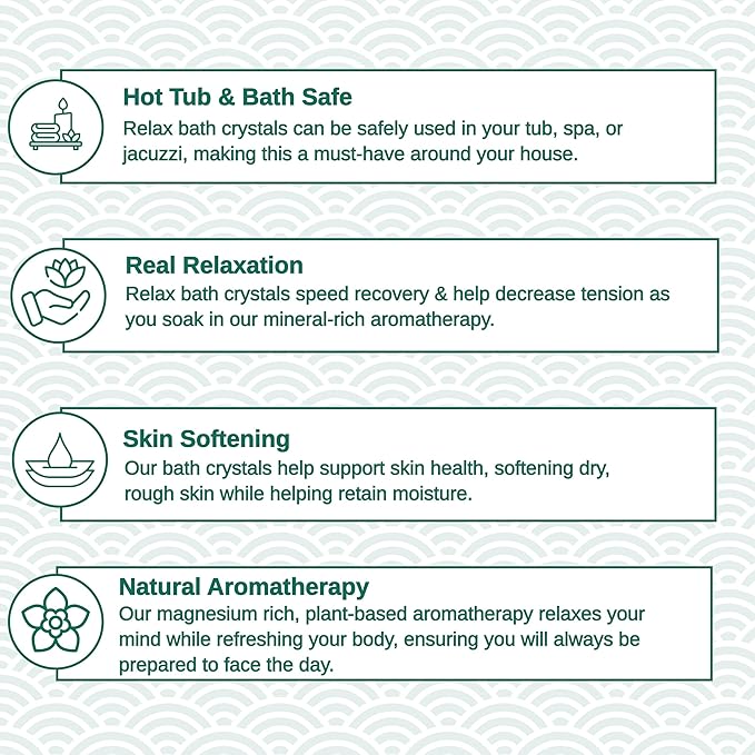 Relax Spa & Bath, Epsom & Dead Sea Salts, Aromatherapy Bath Salts for Hot Tub, Bath, or Spa, Infused with Magnesium, Mothers Day Gifts & Gifts for Mom, Green Tea Scent