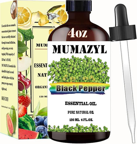 Black Pepper Essential Oil, Black Pepper Oil 4 Fl Oz 120ML for Diffuser Humidifier Yoga Cleaning DIY Candle Soap Making Essential Oils