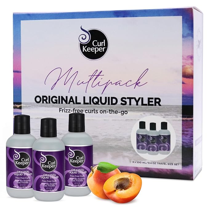Original Curl Keeper Travel (Carry-On Approved) Multi-Pack, Anti-Frizz Curl Defining Hair Styler (3 x 100ml) - Curl Definer Liquid Gel - Wavy & Curly Hair Products for Women (Cream Alternative)