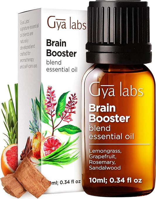 Gya Labs Brain Booster Essential Oil Blend - 100% Pure Natural, Grounding & Clarifying (0.34 Fl Oz)