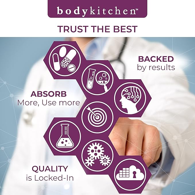 Body Kitchen Total Beauty Advanced, Contains Elastin, Keratin, Biotin and Hyaluronic Acid, Supports Hair Growth, Skin Renewal, Nail Strength, Veggie Caps, 90 Count