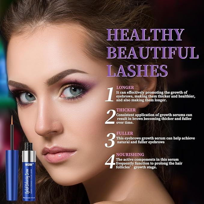 Lash Serum, W3W Eyelash Growth Serum, Eyelash Serum, Lash Serum for Boost Lash Growth Serum, Advanced Formula for Longer, Fuller, and Thicker Lashes, 3 ML (Blue)