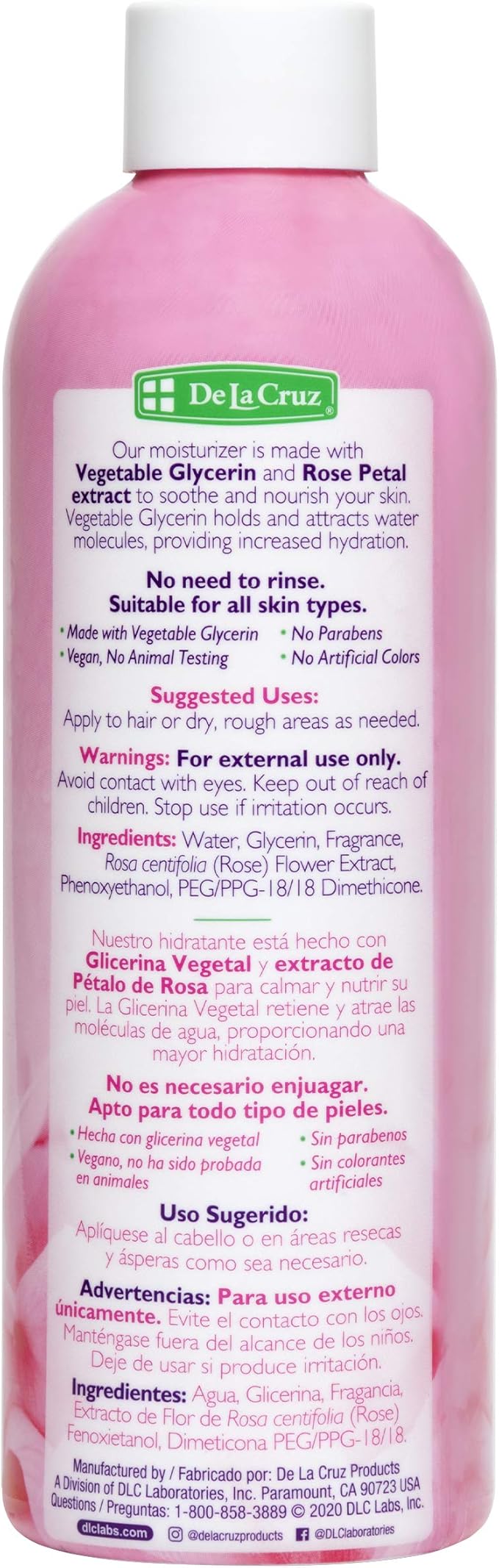De La Cruz Rose Water and Glycerin for Face - Rosewater Facial Toner and Moisturizer for Skin and Hair 8 fl oz (236 mL) - 11 Bottles