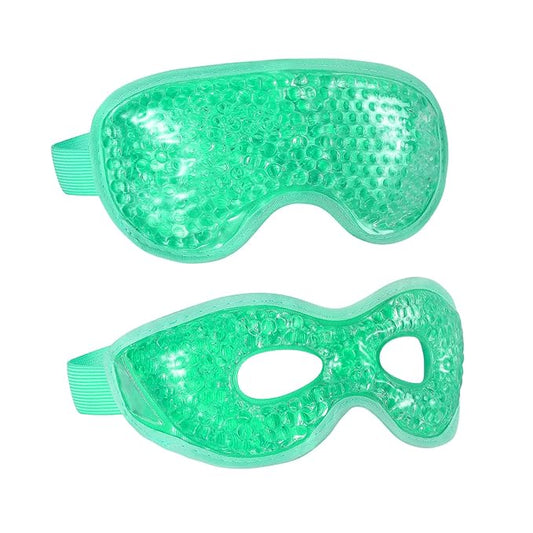 2PCS Gel Eye Mask - Reusable Hot/Cold Therapy Gel Bead Mask for Puffiness, Dark Circles, Headaches, & Stress Relief, Cooling/Heating Eye Compress (Green)