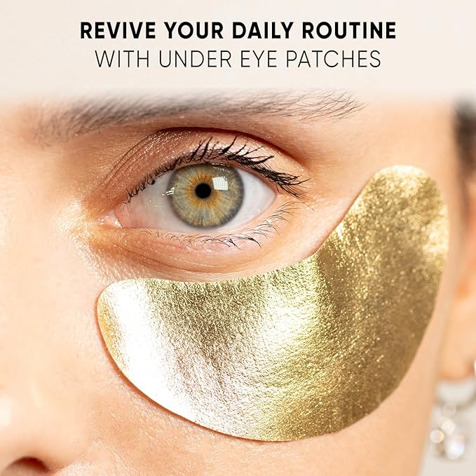 CÉLOR Under Eye Patches Premium - Golden Under Eye Mask Enriched with Hyaluronic Acid, Caffeine, Tea Tree & Collagen, under eye Patches for Women & Men (7 Pairs)