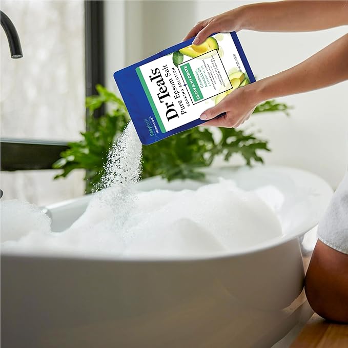 Dr Teal's Pure Epsom Magnesium Salt Soak, Glow & Hydrate with Ceramides & Avocado Essential Oils, 3 lbs