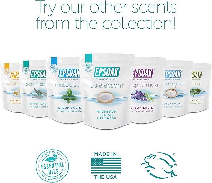 Epsoak Muscle Soak 4 lbs. - Speed Muscle Recovery, Soothe Aching Muscles, and Reduce Inflammation with Epsom Salt & Premium Eucalyptus & Peppermint Essential Oils (Qty 2 x 2 lb. Bags)