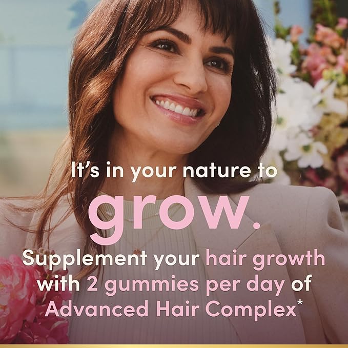 Nature's Bounty Hair Growth Gummies for Supporting Thicker, Fuller Hair with Biotin, Silicon & Arginine, Peach Mango Flavor – Gluten Free, Contains No Lactose, Sodium or Fish, 60 Count/30 Servings