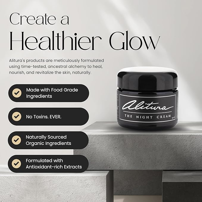 Alitura Hyaluronic Acid Anti-Aging Night Cream – Hydrating Face Moisturizer with 10% Hyaluronic Acid & Superfoods – Wrinkle Cream for Women & Men – Anti-Wrinkle Night Cream for Radiant, Youthful Skin