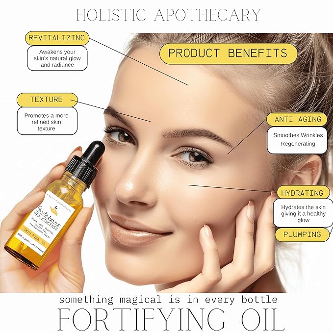 Fortifying Frankincense Resin Infused 100% Organic Black Seed, Rosehip & Castor Oils for Face Miracle Anti-Aging Facial Moisturizer Cold Pressed Oils Natural Serum Skincare Hydrates Skin