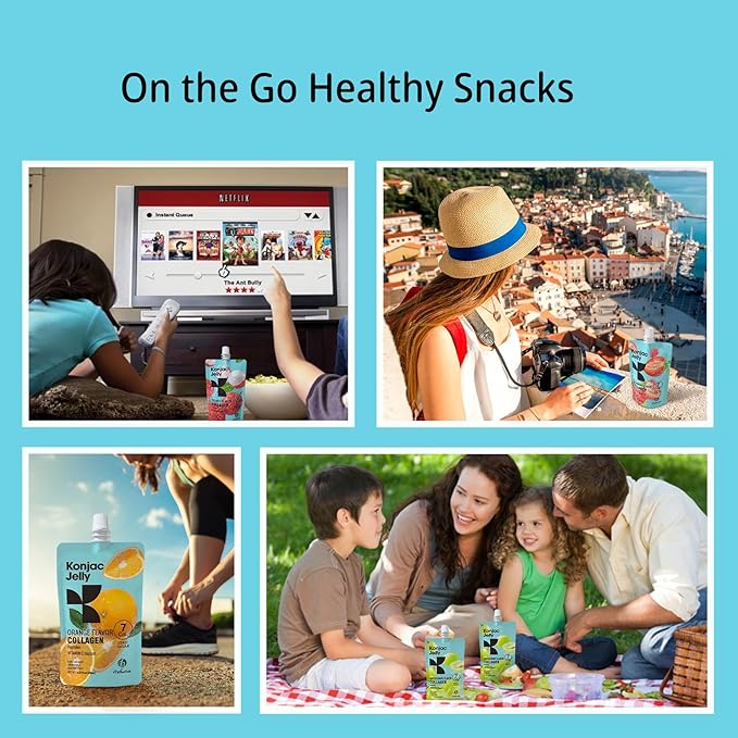 Konjac Jelly Strawberry Flavor with Collagen Peptides 10 Packs and Konjac Angel Hair Gluten Free 12 Packs Low Calorie, Keto, Sugar Free, Healthy Food