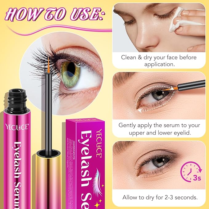 Organic Castor Oil Fuller & Longer Looking Eyelashes, Nourishing & Conditioning Formula, Eyelash Serum To Grow Lashes, Lash Boost Serum, 5ml