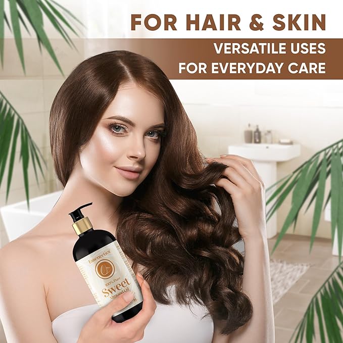 Sweet Almond Oil Organic 16 oz - 100% Pure & Natural Sweet Almond Oil for Skin, Body, Face, and Hair - Natural Cold Pressed Unrefined - Organic Massage Oil for Massage Therapy & Date Night