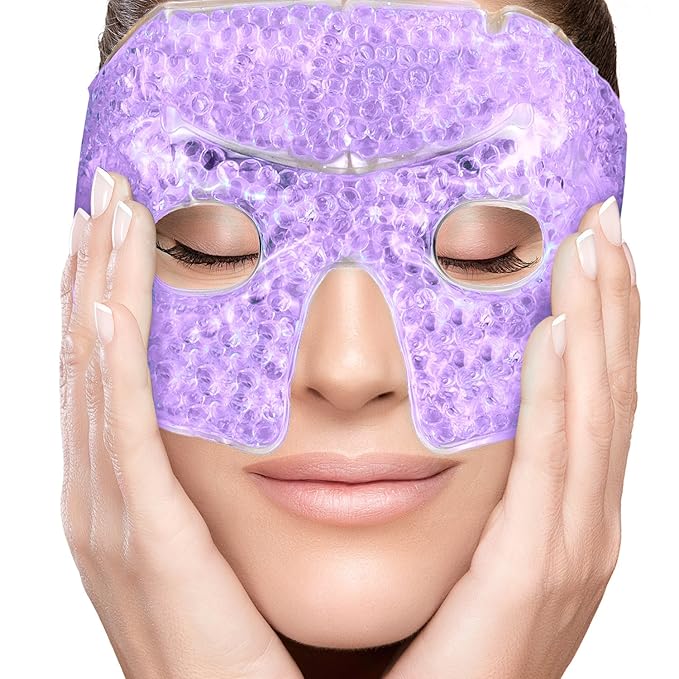 Cooling Gel Eye Mask Cold Compress for Puffy Eyes, Dark Circles, Headaches, Purple
