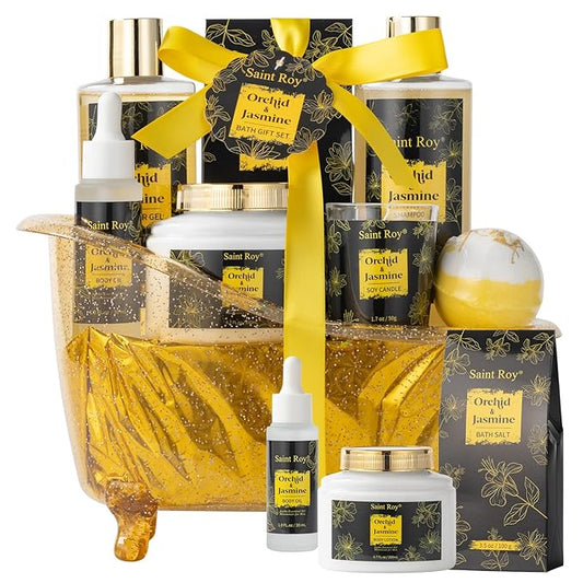 Mother's Day Gift Body & Skin Care Set, Spa Kit, Self-care Gifts, Spa Collection Gift Basket, Orchid Jasmine Bath and Body Gift Pampering Spa Gifts