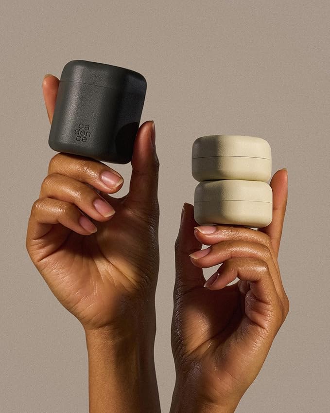 Cadence Travel Containers - Full Skincare Set - Magnetic Travel Capsules - 2 Small (0.56oz), 4 Medium Capsules (1.32oz), & Extender (1.43oz) with Multiple Labels for Better Organization - Charcoal