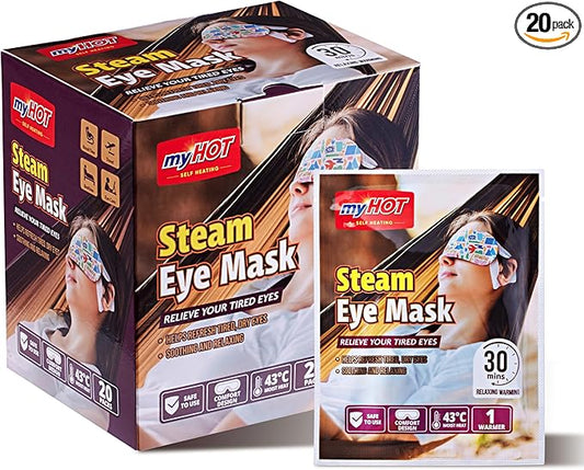 Steam Eye Mask 20 Pack – Warm Compress Eye Cover for Relief for Dry Eyes, Disposable, Sleeping Eye Heater, Spa, Relaxation, Made in Korea-TSA Compliant