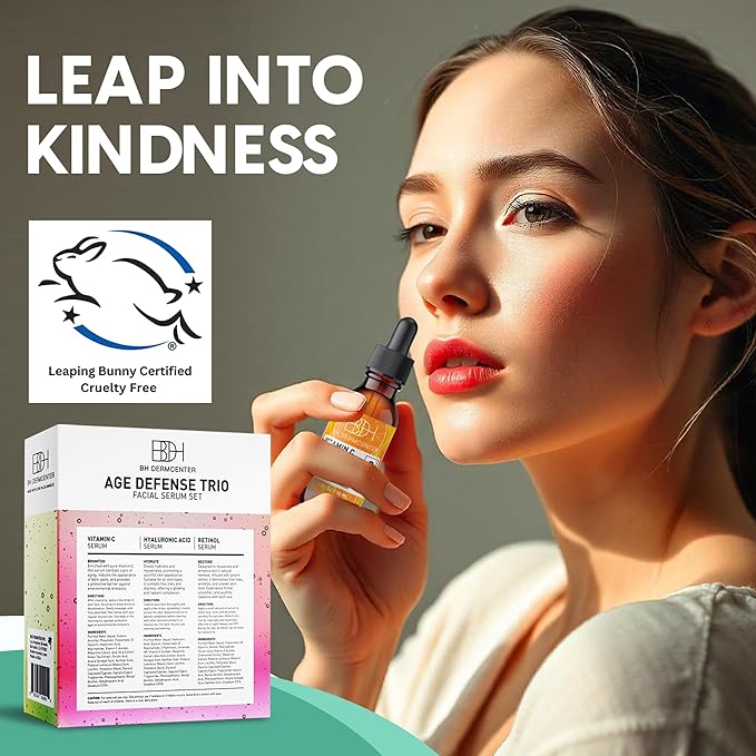 Age Defense Trio Anti-Aging Serum Set for Face and Eyes - Vitamin C, Retinol, Hyaluronic Acid Face Serum for Men and Women - 30ml Each - Paraben Free, Cruelty Free