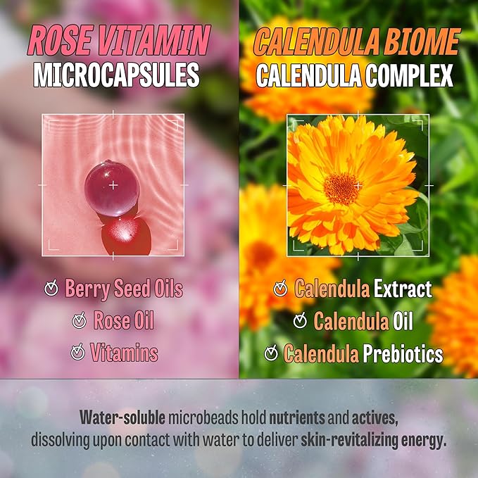 [K-Beauty] Rose Vitamin + Calendula Biome Oil Foam Gift Set | Daily Face Wash Oil Based Cleanser to Foam | Korean Skin Care Oil Cleanser for Dry Sensitive Skin | Face Cleanser Bundle