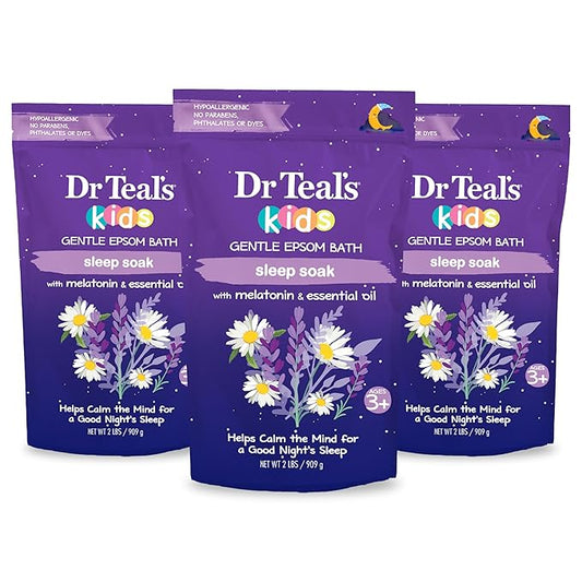 Dr Teal's Kids Gentle Epsom Salt, Sleep Soak with Melatonin & Essential Oil Blend, 2 lbs (Pack of 3)