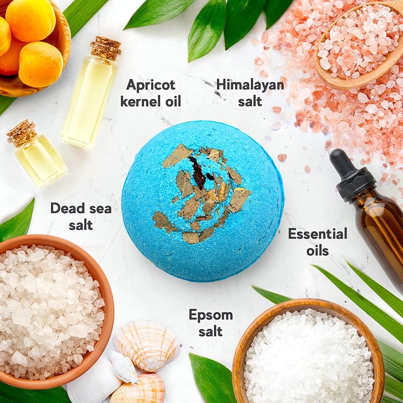Handmade Organic Bath Bombs Gift Set For Women All Natural with Epsom Salt Relaxation Dead Sea Salt - Natural and Safe Bath Bombs Kit for Kids Her Mom Mother Grandma Girlfriend - Best Gifts Idea