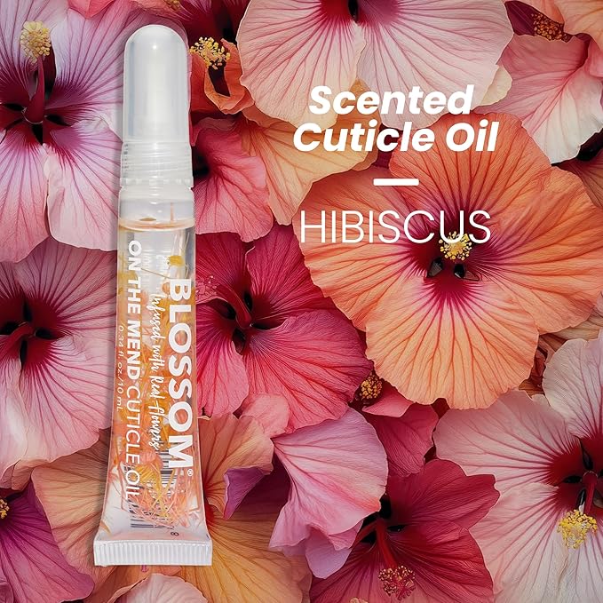 Blossom Cuticle Oil Pen for Nails, On the Mend Scented Travel Nail Oil for Growth and Strength, Infused with Real Flowers 0.34oz, Hibiscus