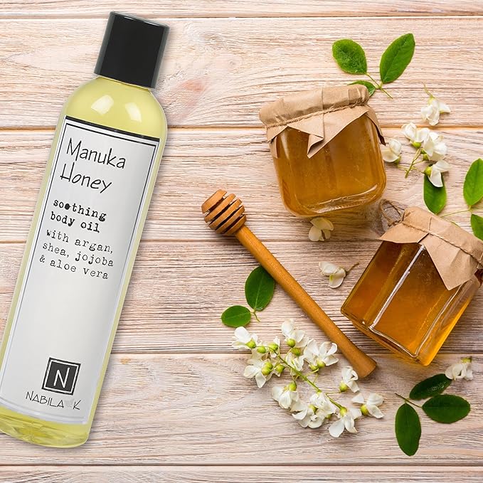 Manuka Honey Body Oil, 9 oz Moisturize & Nourish with Argan & Coconut Oil - Vitamin C Enriched - Naturally Derived