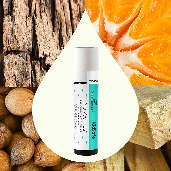 Plant Therapy KidSafe No Worries Essential Oil Blend 10 mL (1/3 oz) Pre-Diluted Roll-On 100% Pure, Therapeutic Grade