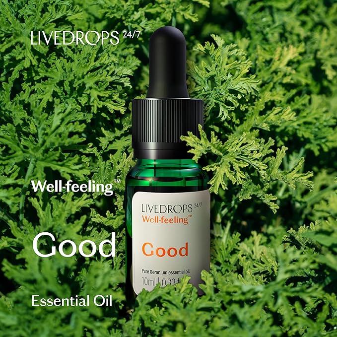 LIVEDROPS 24/7 Good Geranium Essential Oil - Sublime Scent of Geranium - Crafted in France - Pure & Natural - Aromatherapy - Dilute in Carrier Oil for The Skin or use in a Diffuser