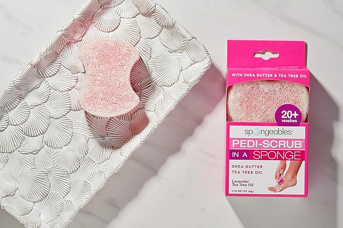 Spongables Pedi Scrub Foot Exfoliating 20+ Wash Sponge, Lavender, 1 Count
