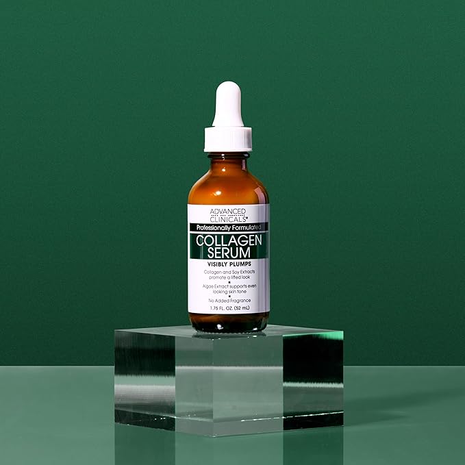 Advanced Clinicals Collagen Serum For Face | Visible Anti Aging Collagen Peptide Serum + Hyaluronic Acid Moisturizer Improves Look Of Wrinkles, Dry Skin, & Fine Lines, No added Fragrance, 1.75 Fl Oz